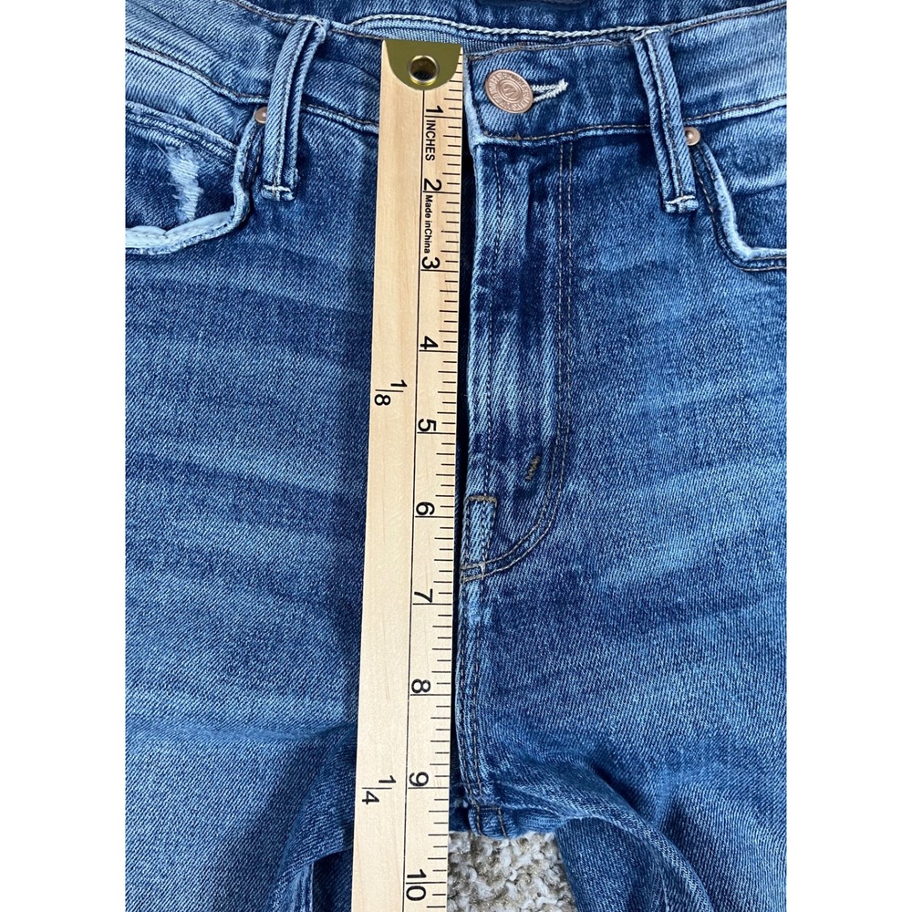 Mother The Runaway Popism Blue Flare Jeans Raw Hem High Rise Size 24 Made in USA - Picture 13 of 15